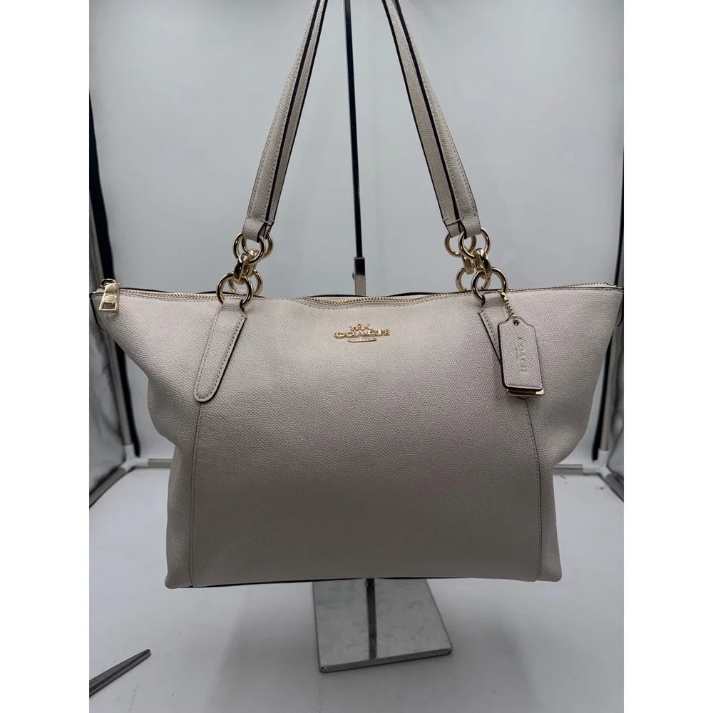 Coach Ava Tote Chalk White Crossgrain Leather Shoulder Bag F57526